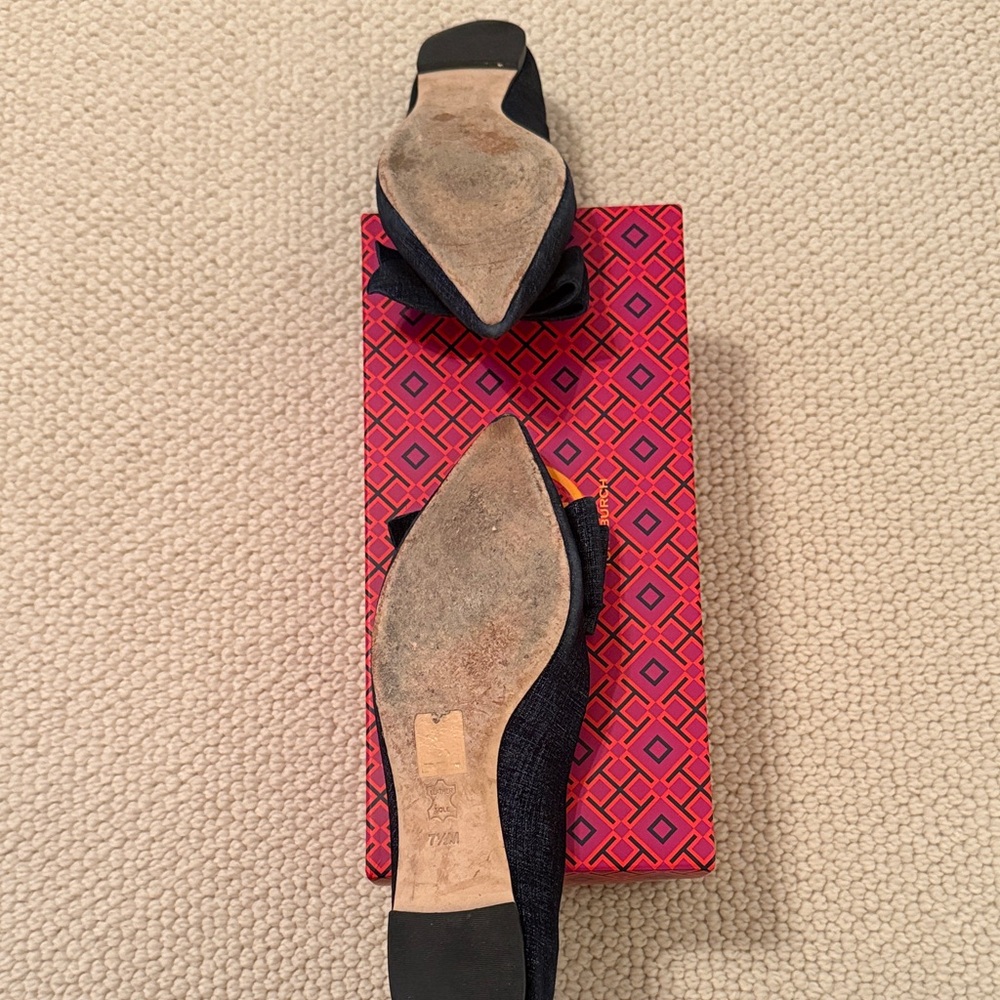 Tory Burch Navy Bow Loafers - Picture 4 of 4